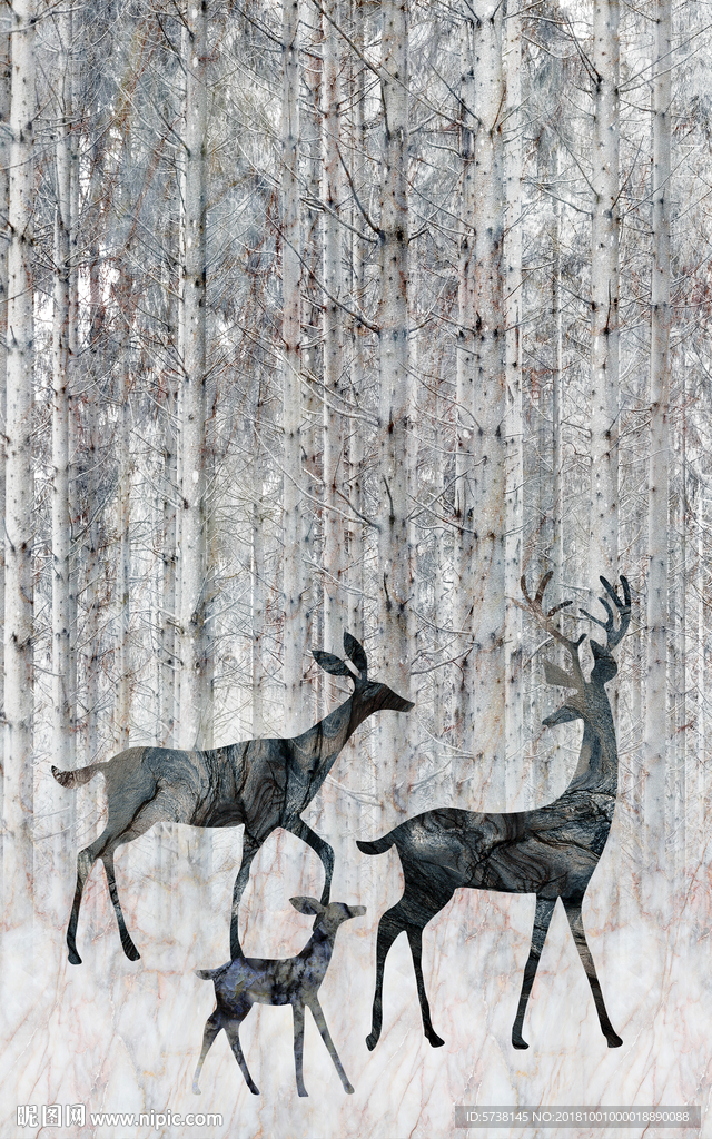 麋鹿北欧玄关创意背景底纹素材艺
