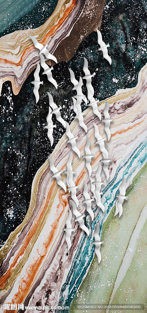 抽象海纳百川大理石玄关背景