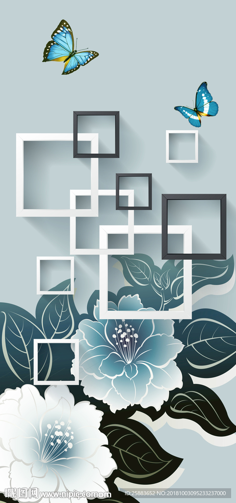 时尚蝶恋花3D玄关背景