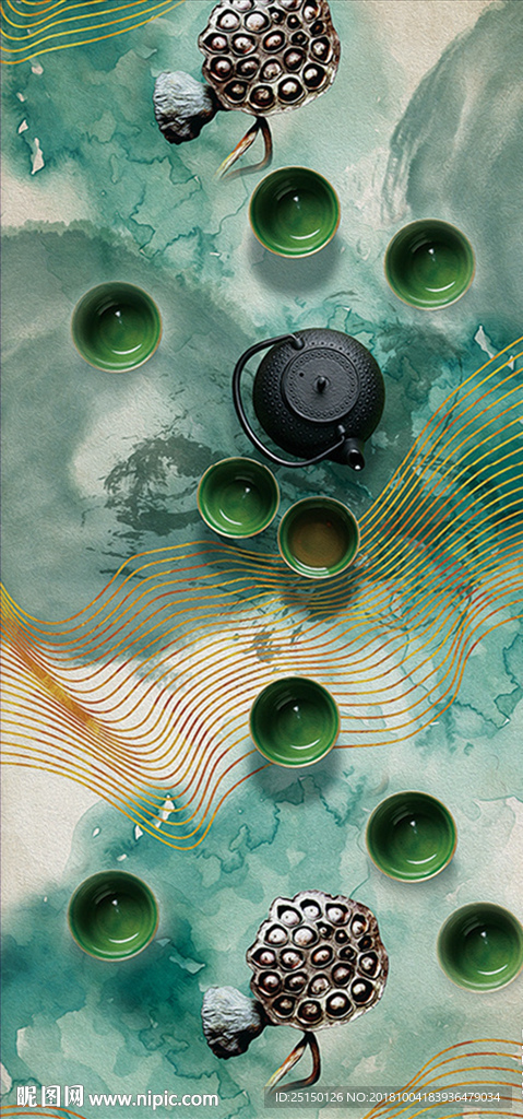 抽象茶道装饰画