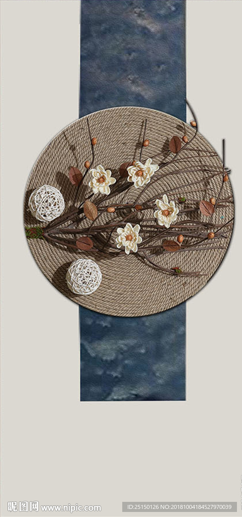 浮雕立体小花圈装饰画