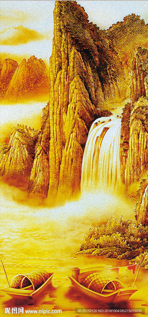 金色瀑布装饰画