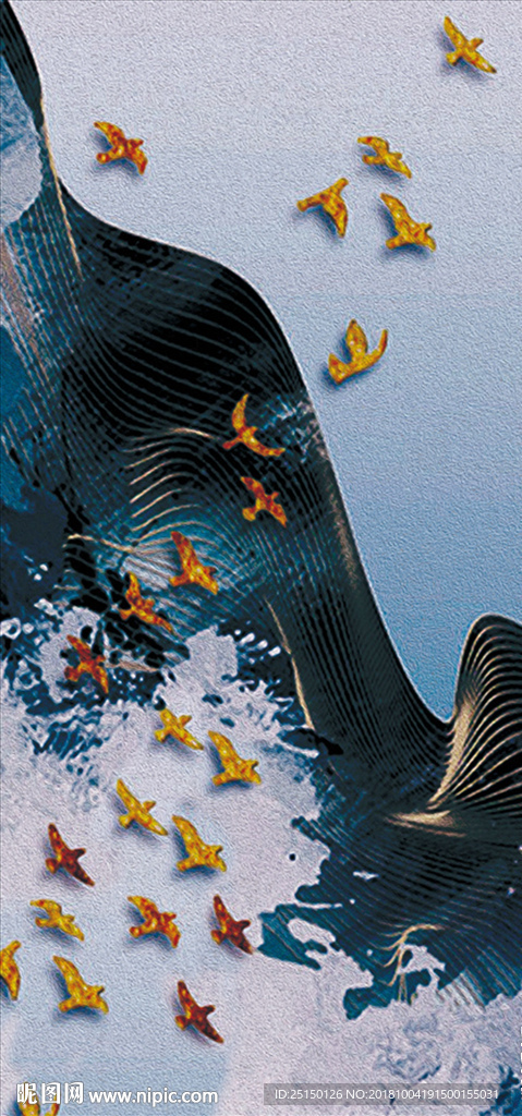 唯美抽象飞鸟装饰画