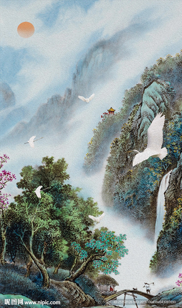 唯美风景画白鹤装饰画