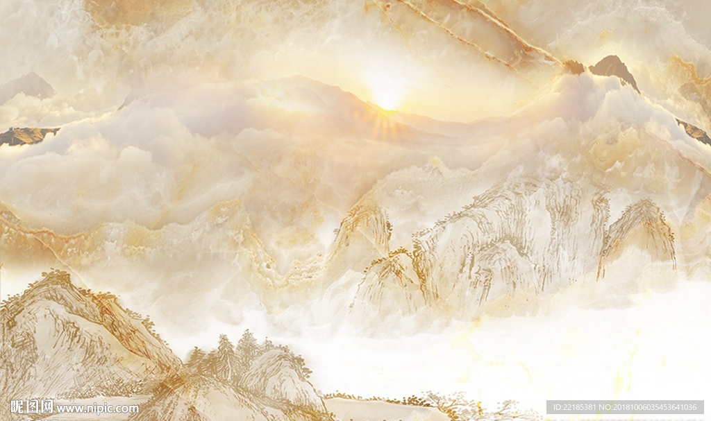 大理石纹风景背景墙