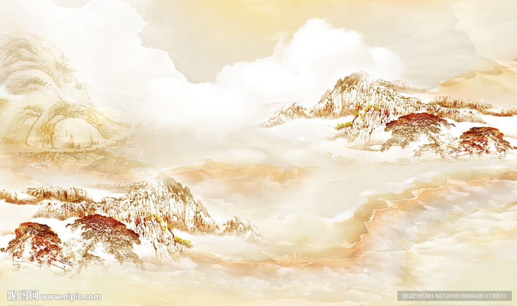 大理石纹风景背景墙