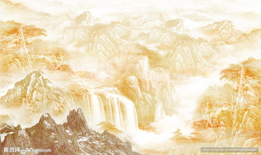 大理石纹风景背景墙