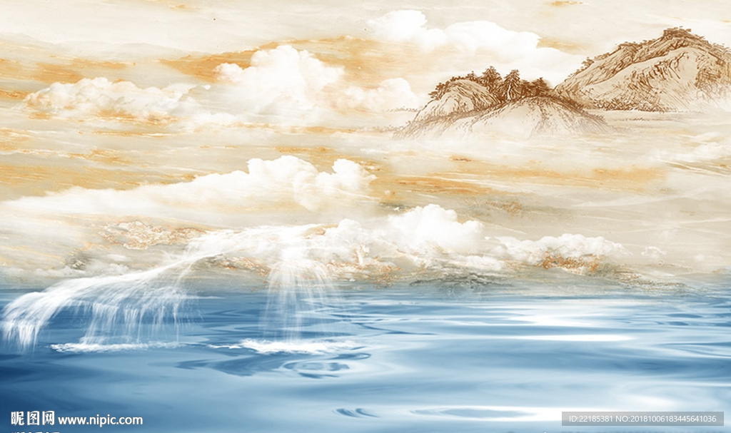 大理石纹风景背景墙