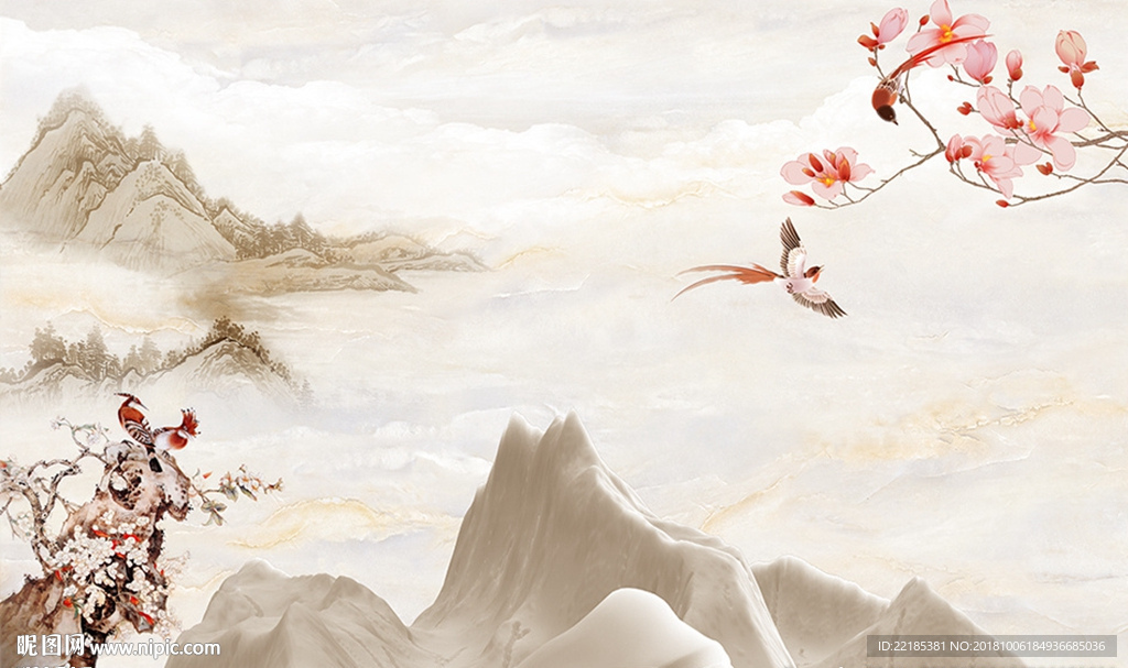 大理石纹风景背景墙