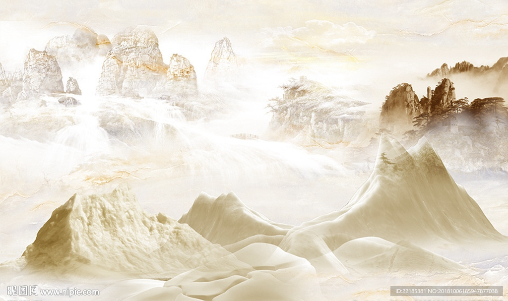 大理石纹山水背景墙