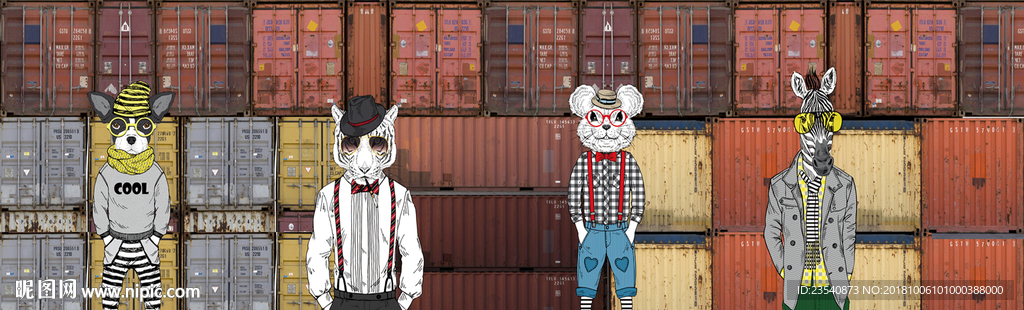 动物集装箱背景墙