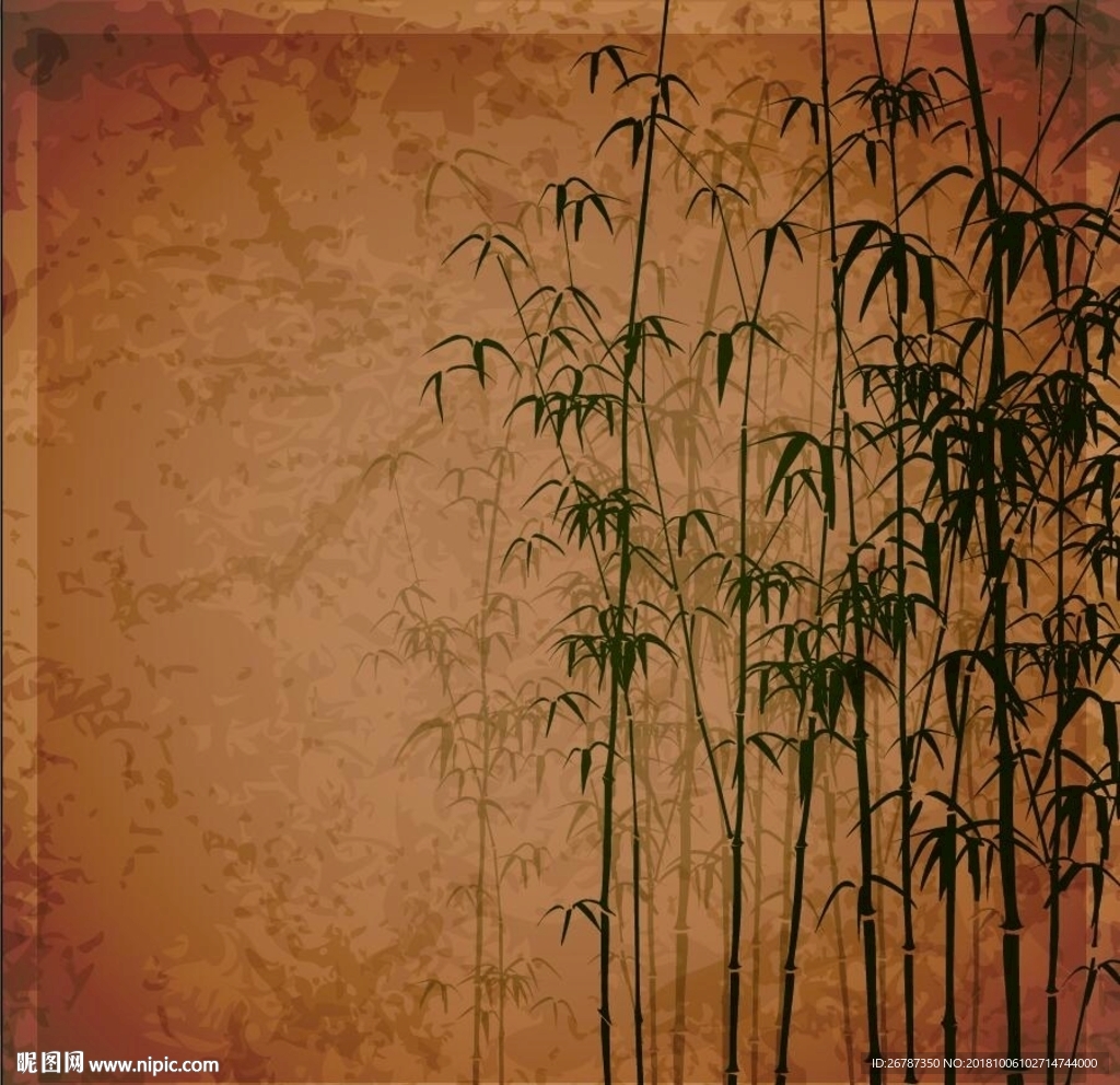 矢量传统竹子绘画