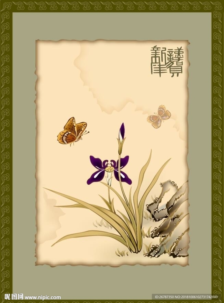 矢量古典花鸟绘画