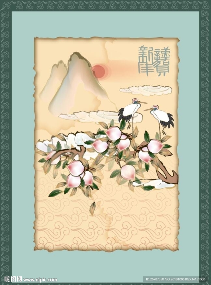 矢量古典花鸟绘画