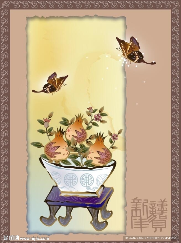 矢量古典花鸟绘画