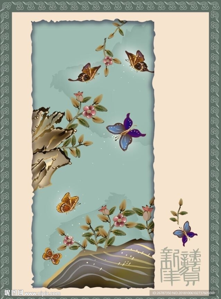 矢量古典花鸟绘画