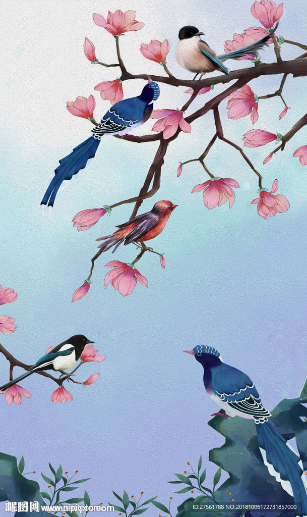 新中式花鸟玄关