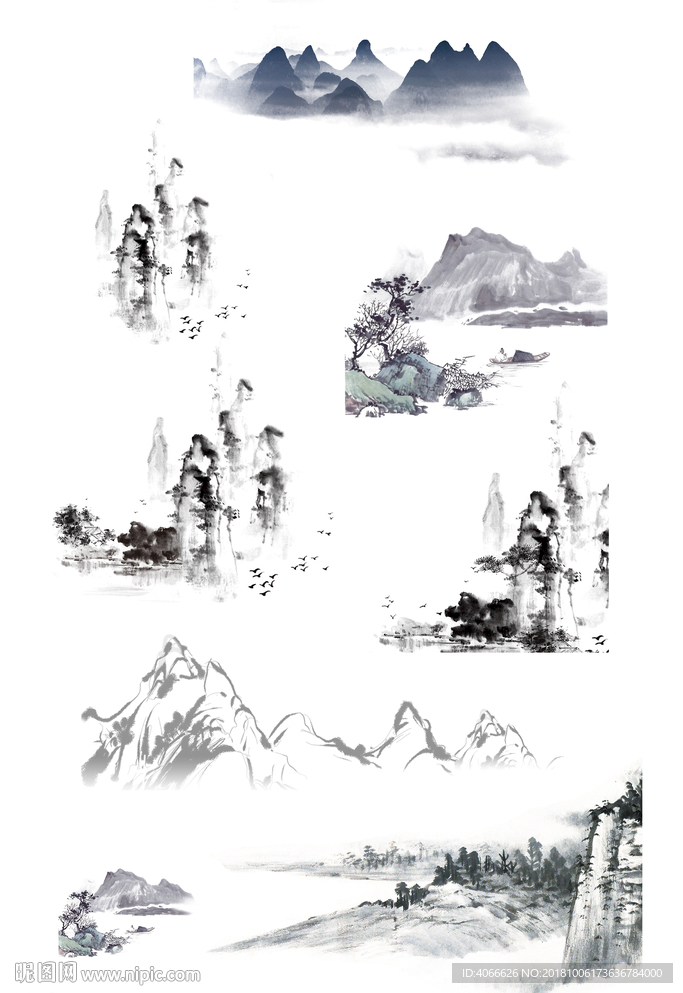 水墨画山水素材