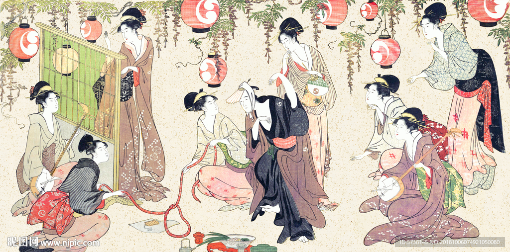 日式文化玄关屏风背景底纹素材创