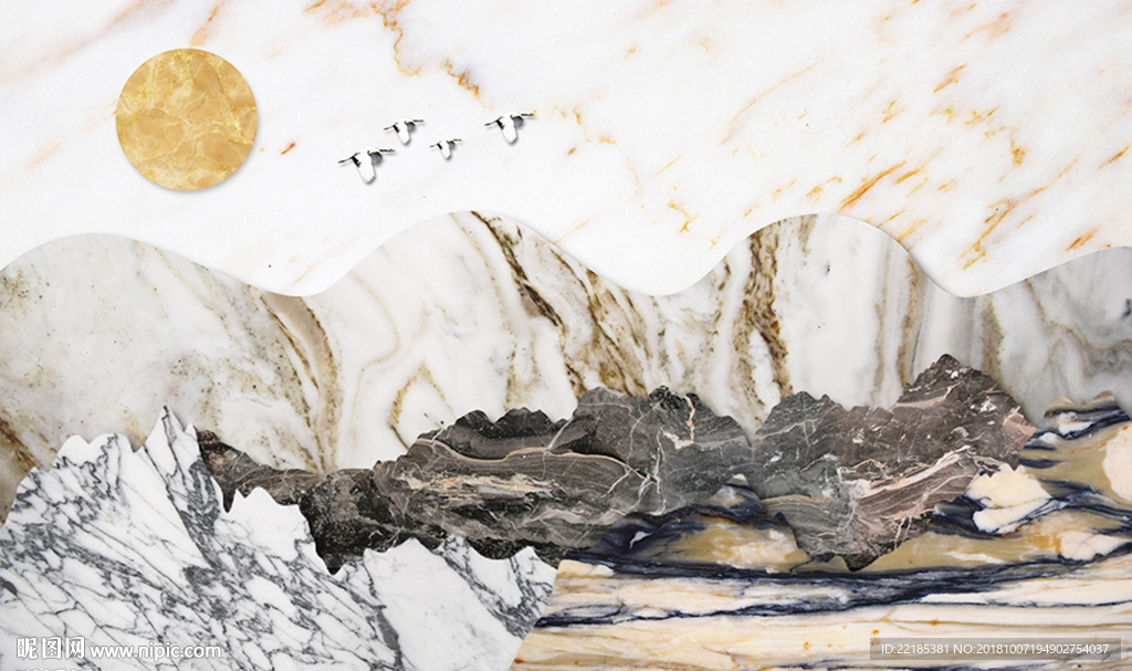 大理石纹山水背景墙