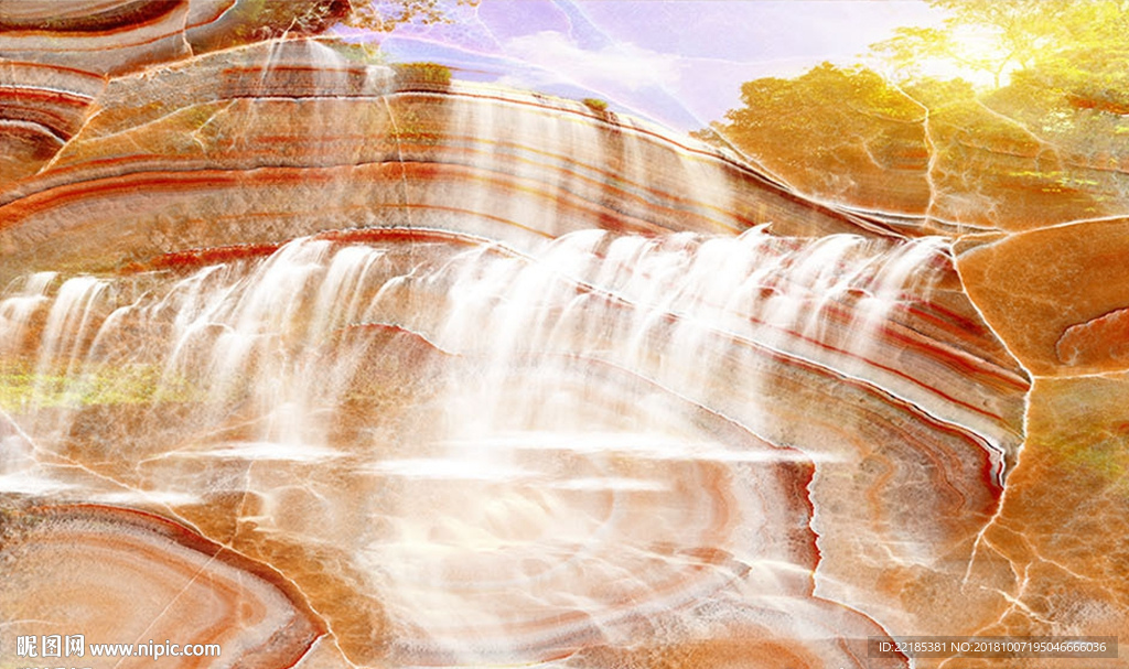 大理石纹山水背景墙