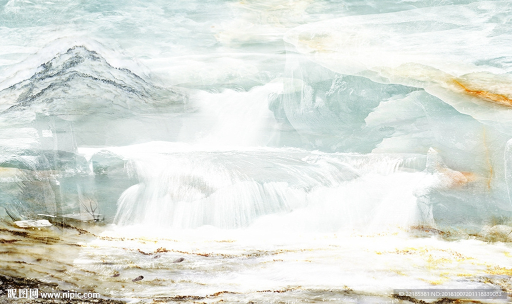 大理石纹山水背景墙