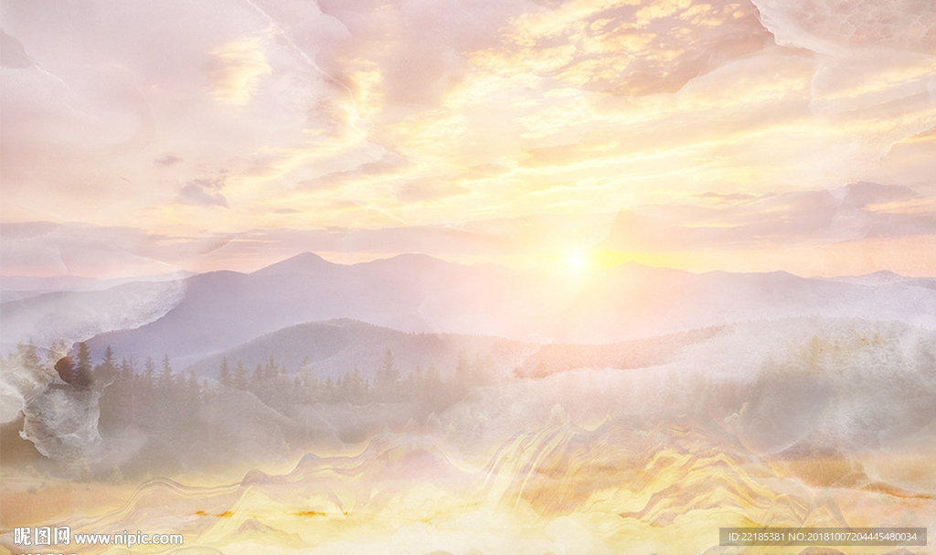 大理石纹山水背景墙