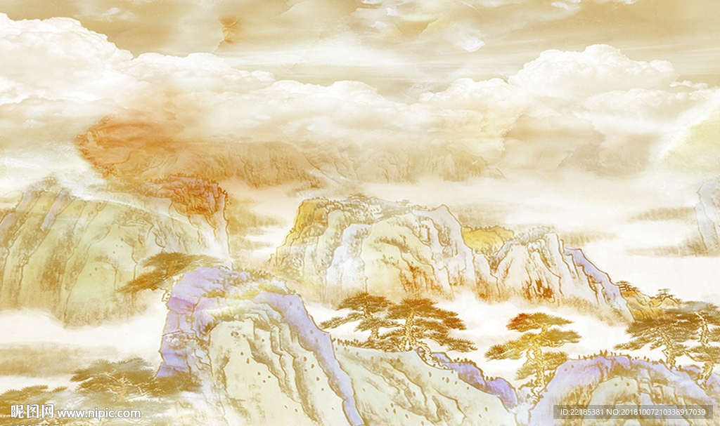 大理石纹山水背景墙