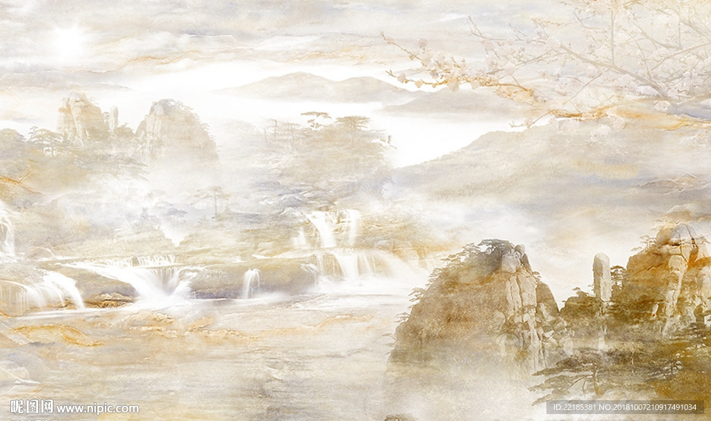 大理石纹山水背景墙