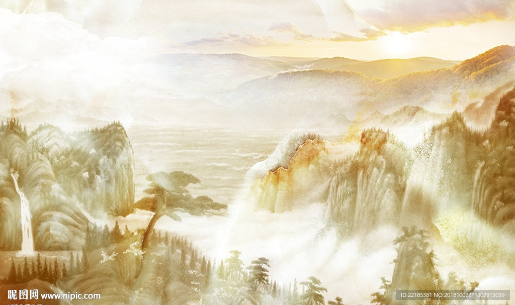 大理石纹山水背景墙