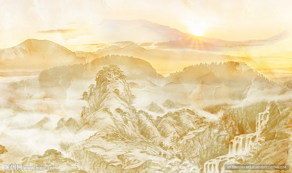 大理石纹山水背景墙