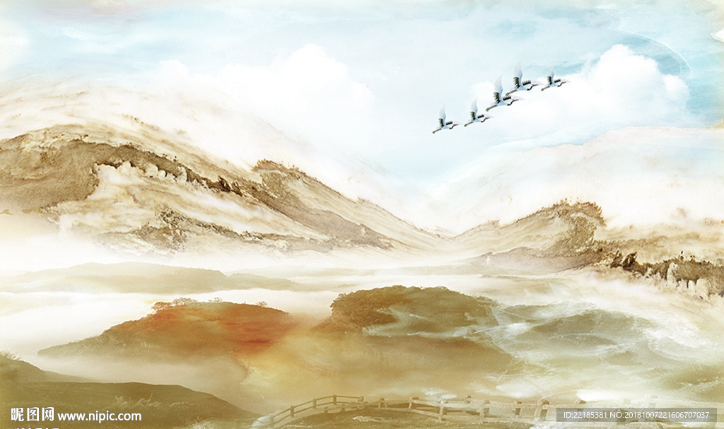 大理石纹山水背景墙