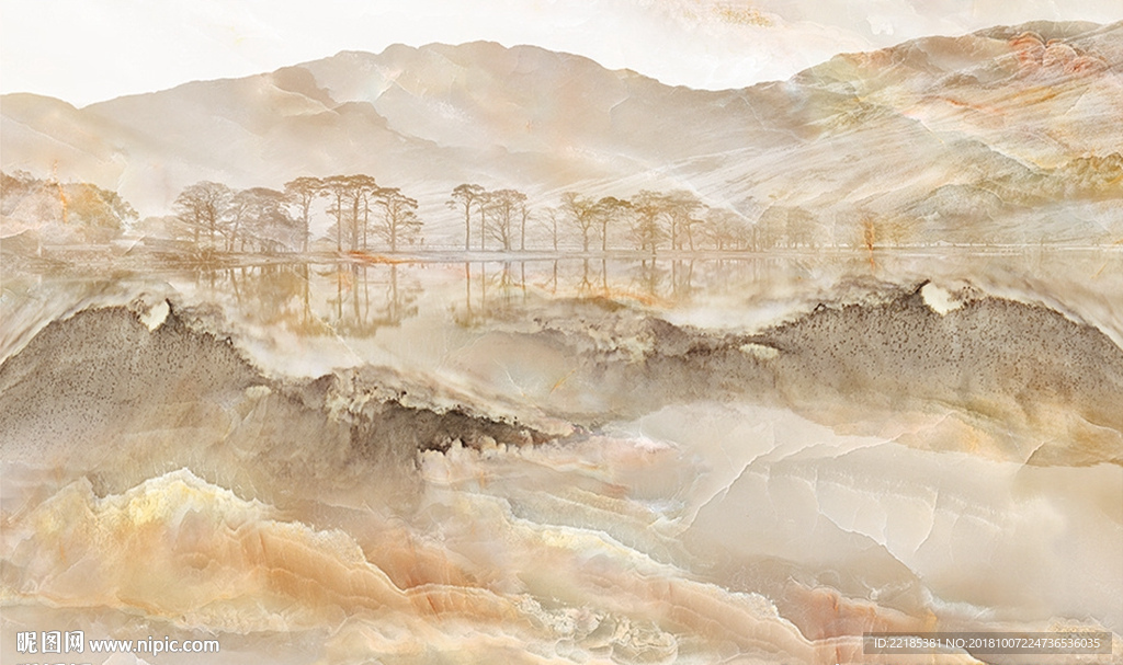 大理石纹山水背景墙