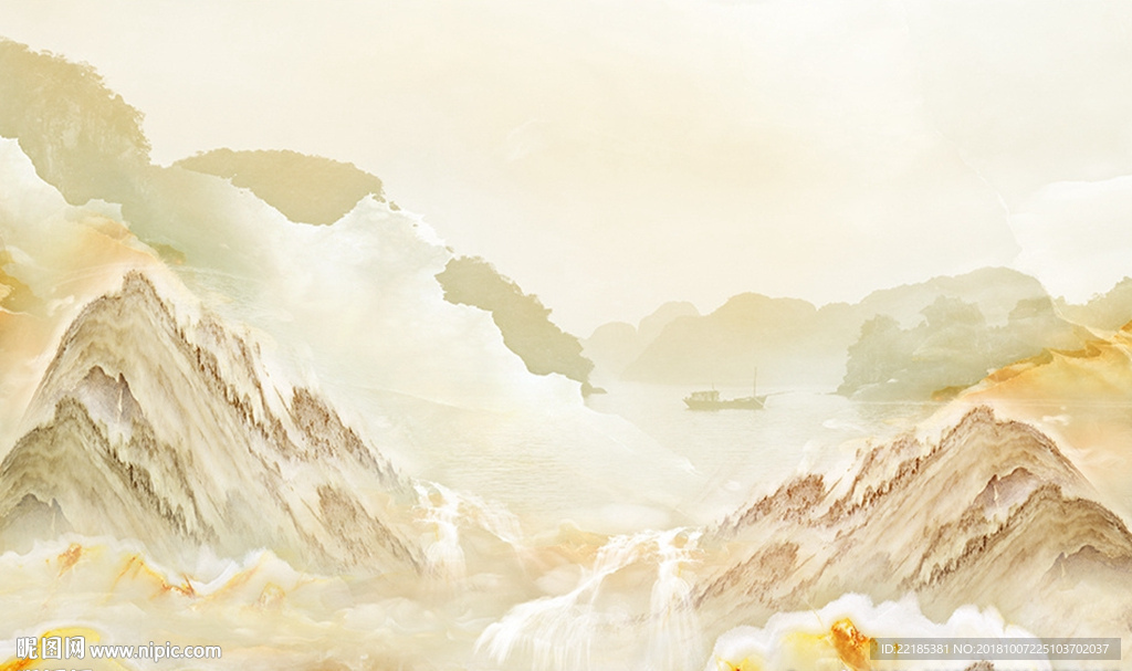 大理石纹山水背景墙