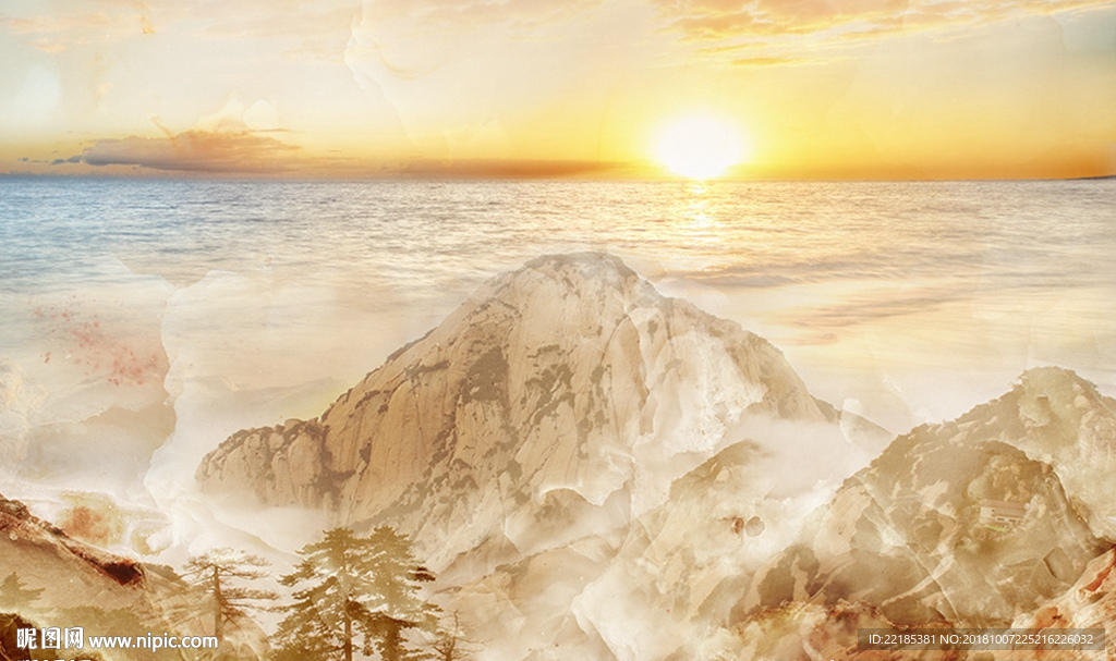 大理石纹山水背景墙