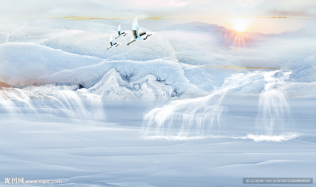 大理石纹山水背景墙