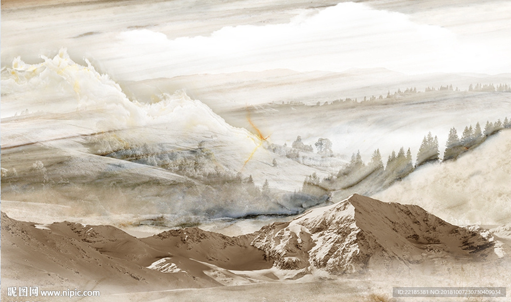 大理石纹山水背景墙