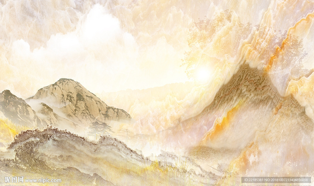 大理石纹风景背景墙