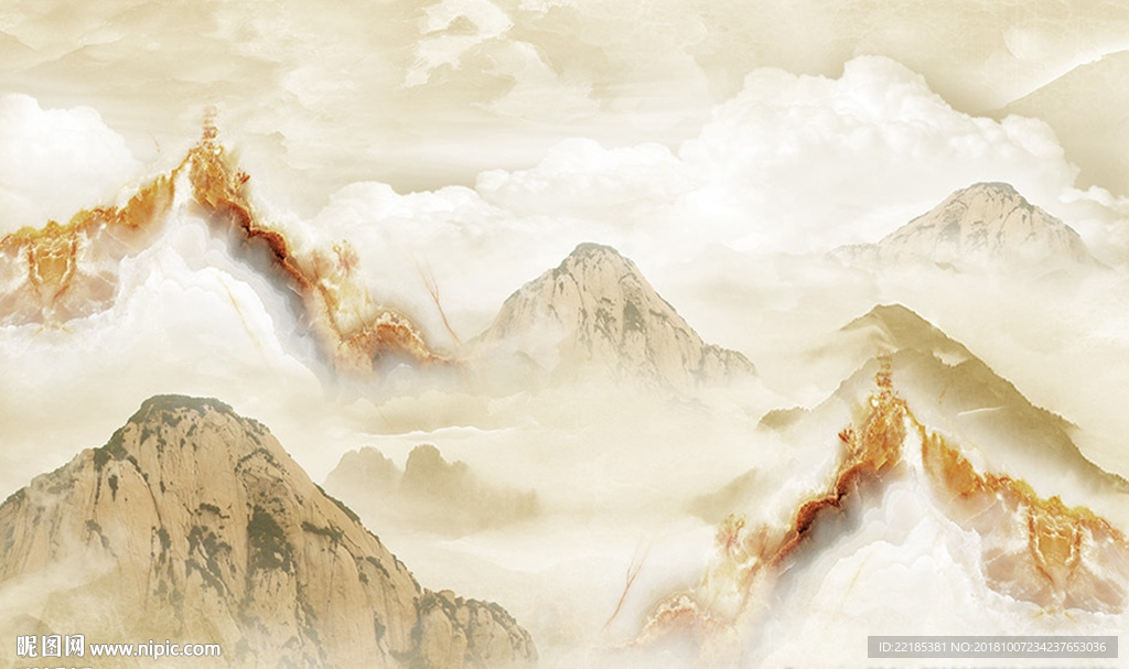 大理石纹风景背景墙