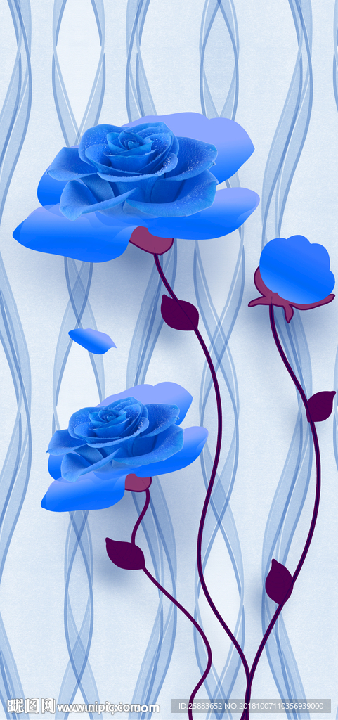 蓝色妖姬时尚3D玄关背景