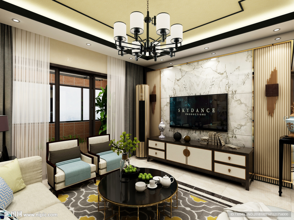 新中式家居客厅装修效果图