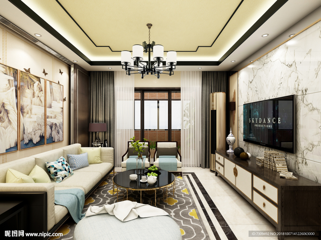 新中式家装客厅装修效果图