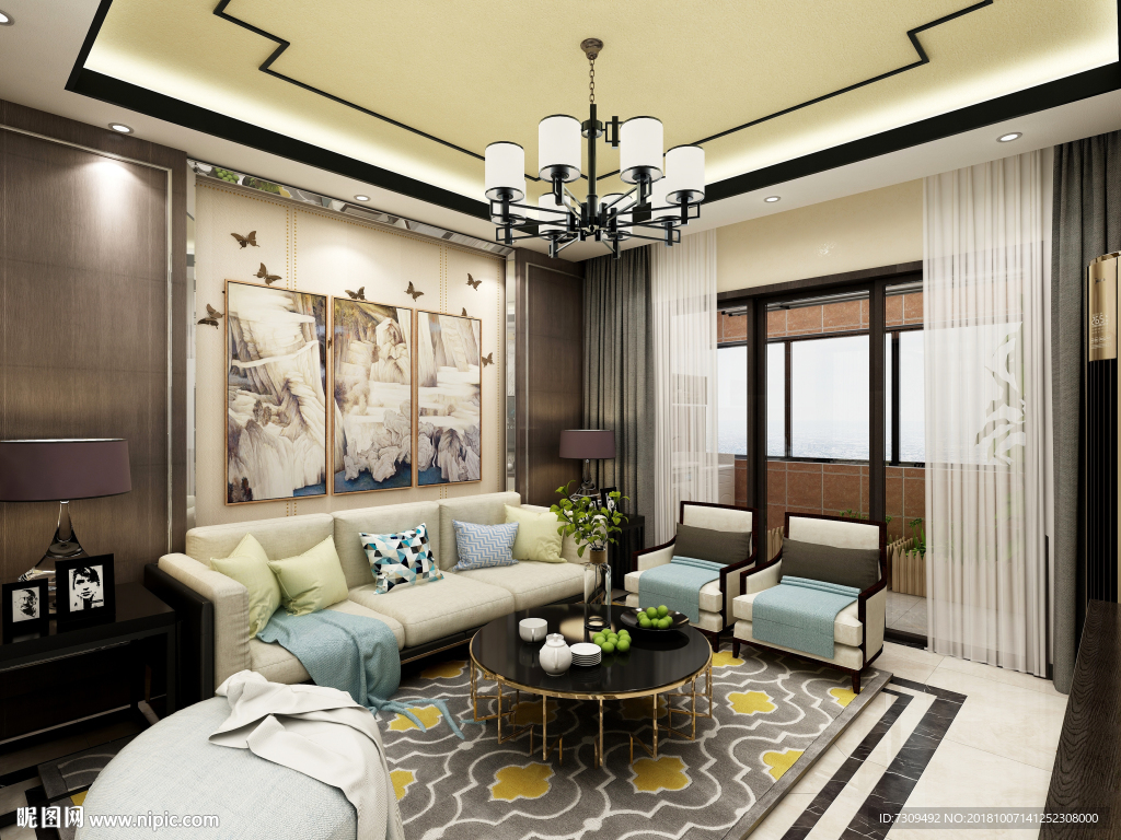 新中式客厅装修效果图