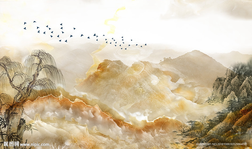 大理石纹风景背景墙