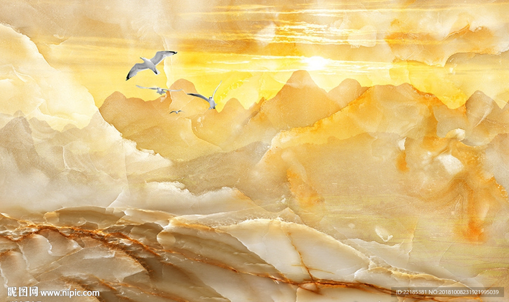 大理石纹风景背景墙