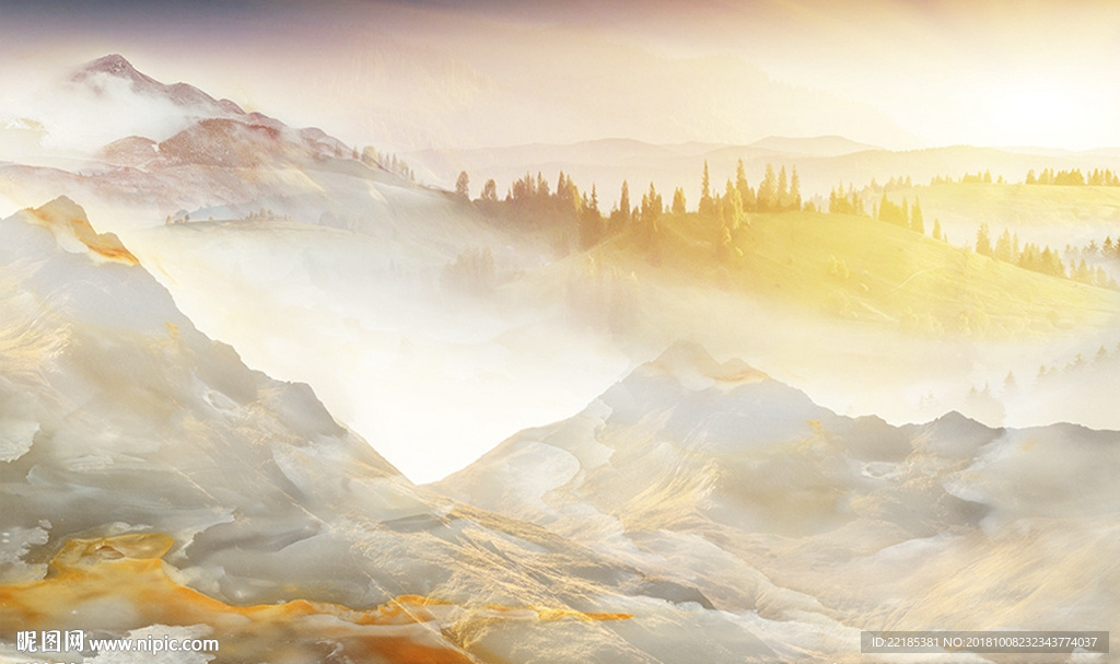 大理石纹风景背景墙