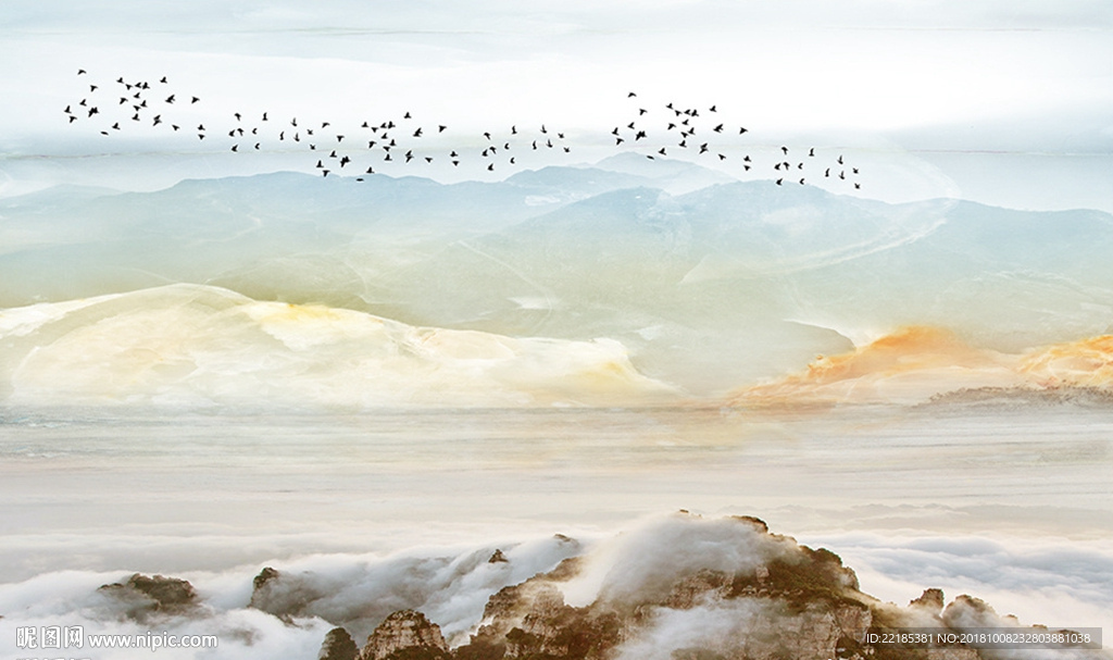 大理石纹风景背景墙