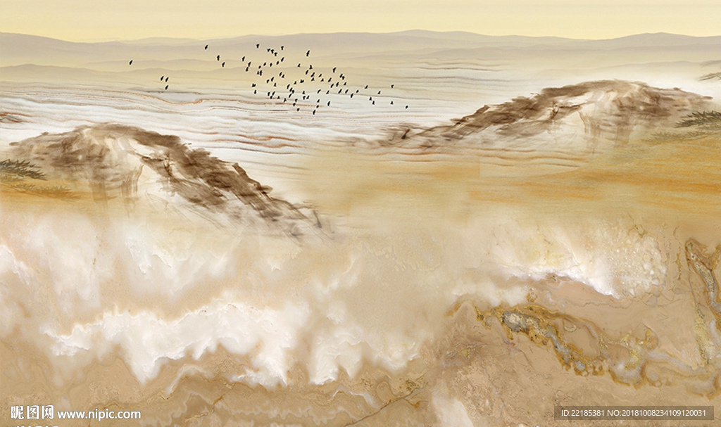 大理石纹风景背景墙