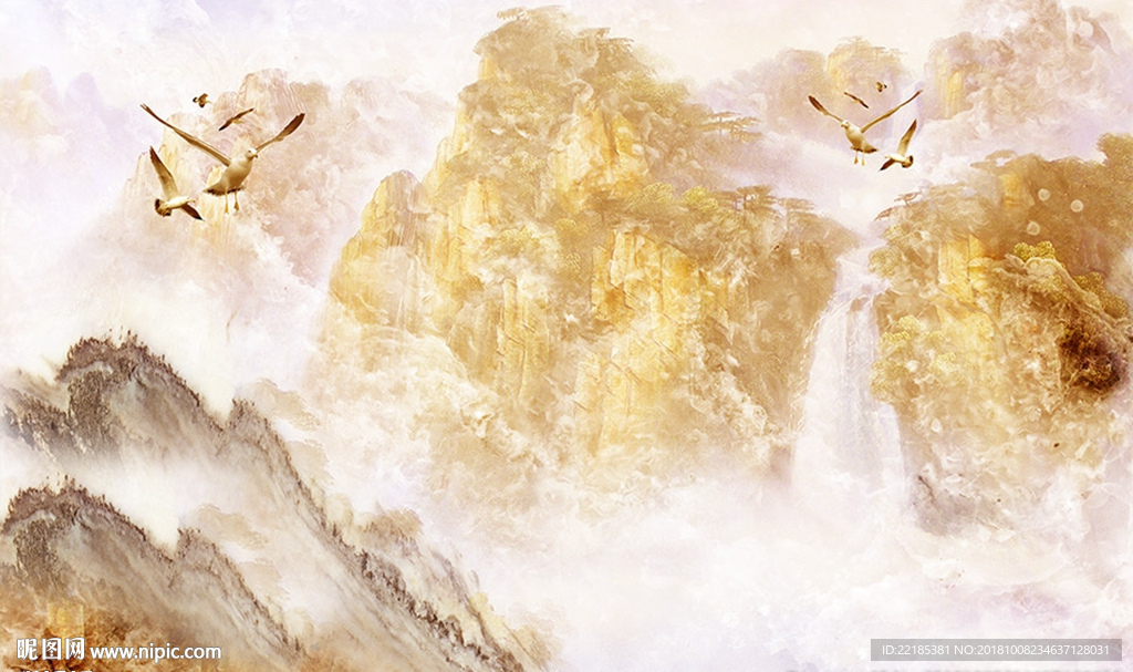 大理石纹风景背景墙