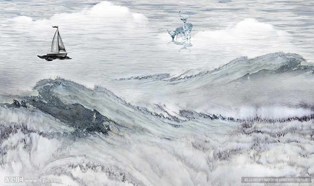 大理石纹风景背景墙